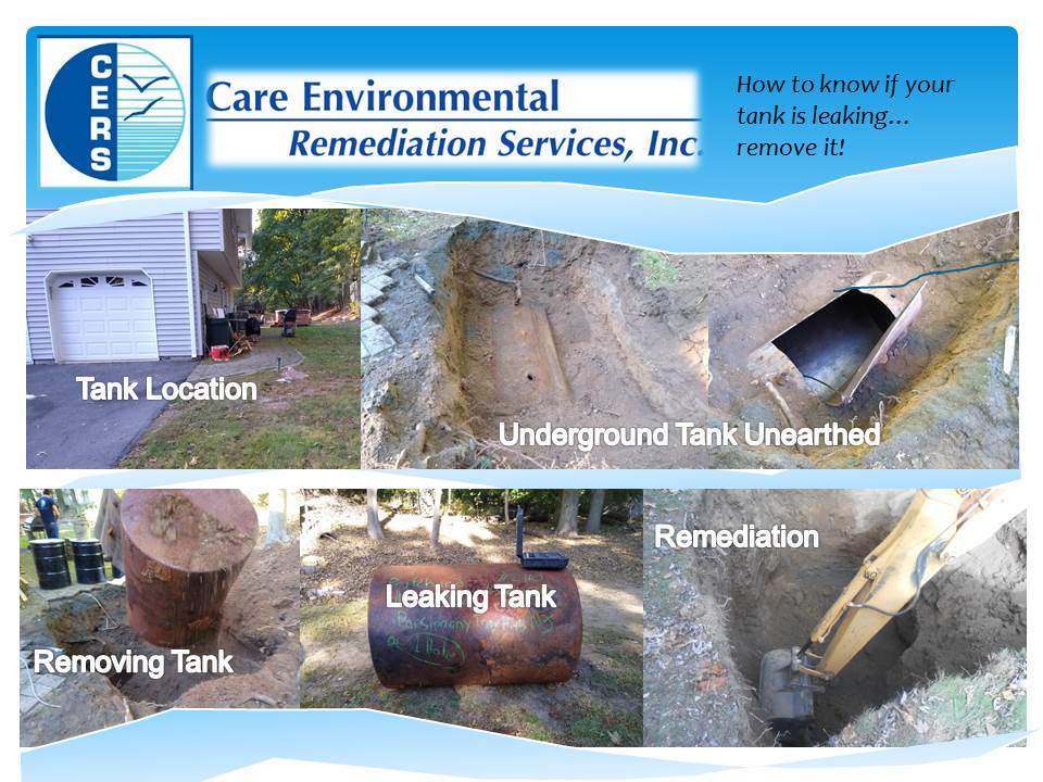 Image series summarizing septic tank leak contamination identification and remediation.